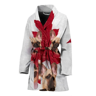 French Bulldog Print Women's Bath Robe-Free Shipping - Deruj.com
