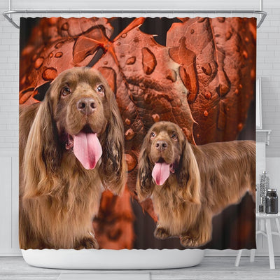 Sussex Spaniel On Brown Print Shower Curtains-Free Shipping - Deruj.com