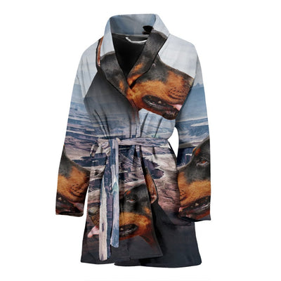 Dobermann Print Women's Bath Robe-Free Shipping - Deruj.com