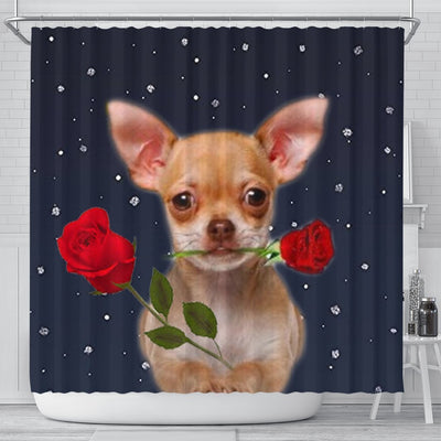 Chihuahua Dog With Rose Print Shower Curtain-Free Shipping - Deruj.com