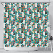 Old English Sheepdog Floral Print Shower Curtains-Free Shipping - Deruj.com