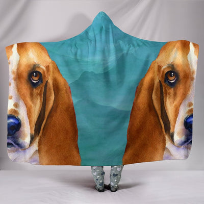 Basset Hound Dog Art Print Limited Edition Hooded Blanket-Free Shipping