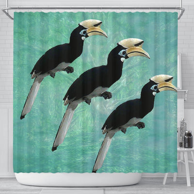 African Pied Hornbill Bird Print Shower Curtains-Free Shipping - Deruj.com