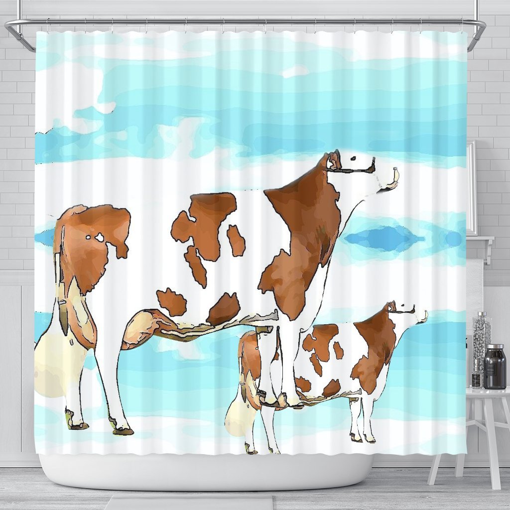 Montbeliarde Cattle (Cow) Print Shower Curtain-Free Shipping - Deruj.com