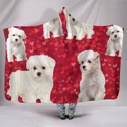 Maltese Dog On Red Print Hooded Blanket-Free Shipping - Deruj.com