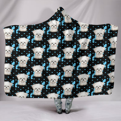 Maltese Dog Pattern Print Hooded Blanket-Free Shipping - Deruj.com