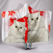 Persian Cat On Red Print Hooded Blanket-Free Shipping - Deruj.com