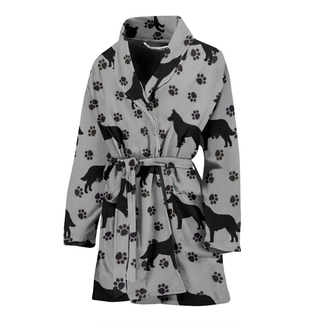 Belgian Malinois Dog Paws Pattern Print Women's Bath Robe-Free Shipping - Deruj.com