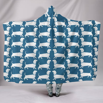 Dachshund Dog Pattern Print Hooded Blanket-Free Shipping - Deruj.com