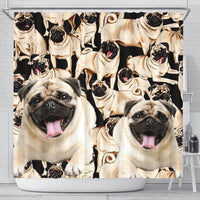 Laughing Pug Print Shower Curtain-Free Shipping - Deruj.com