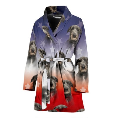 Scottish Deerhound Dog Print Women's Bath Robe-Free Shipping - Deruj.com