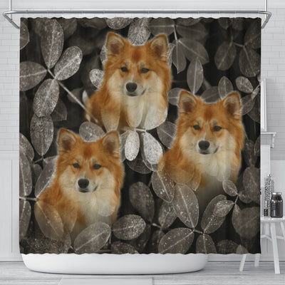 Icelandic Sheepdog On Black Print Shower Curtains-Free Shipping - Deruj.com