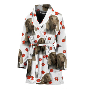 Weimaraner Dog Paw Patterns Print Women's Bath Robe-Free Shipping - Deruj.com