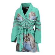 Ragamuffin Cat Print Women's Bath Robe-Free Shipping - Deruj.com