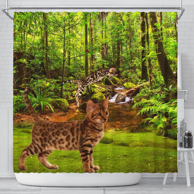 Bengal Cat Print Shower Curtains-Free Shipping - Deruj.com