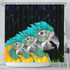 Blue Threaded Macaw Parrot Print Shower Curtains-Free Shipping - Deruj.com