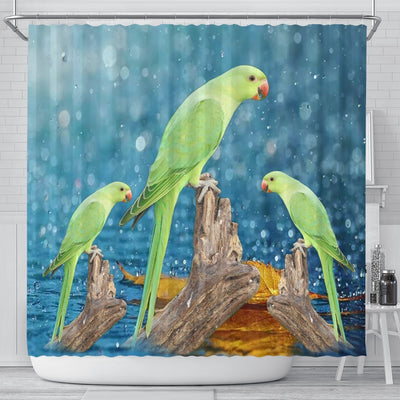 Cute Rose Ringed Parakeet Print Shower Curtains-Free Shipping - Deruj.com