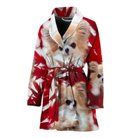 Cute Chihuahua On Red Print Women's Bath Robe-Free Shipping - Deruj.com