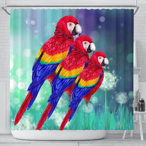 Scarlet Macaw Parrot Print Shower Curtains-Free Shipping - Deruj.com