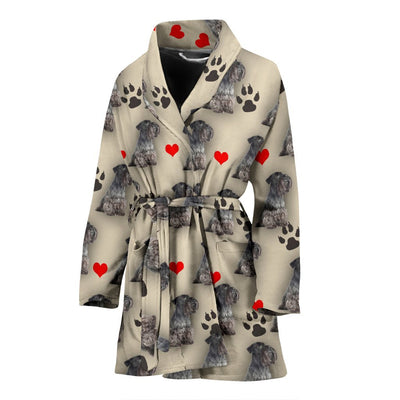 Cesky Terrier Patterns Print Women's Bath Robe-Free Shipping - Deruj.com