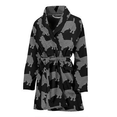 Australian Terrier Dog Black Pattern Print Women's Bath Robe-Free Shipping - Deruj.com
