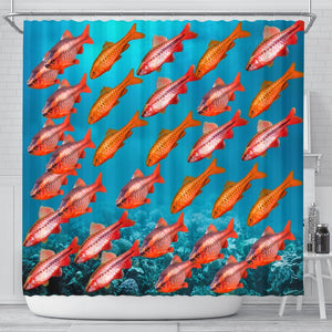 Cherry Barb Fish Print Shower Curtains-Free Shipping - Deruj.com