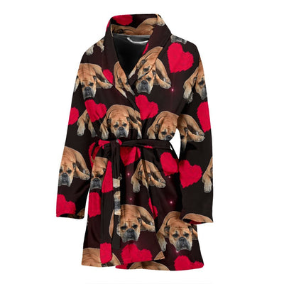 Bullmastiff Dog Patterns Print Women's Bath Robe-Free Shipping - Deruj.com
