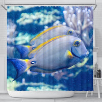 Grey And Yellow Tang Fish Print Shower Curtain-Free Shipping - Deruj.com