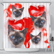 Siamese Cat On Red Print Shower Curtains-Free Shipping - Deruj.com