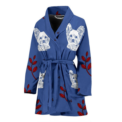 Yorkshire Terrier (Yorkie) Print Women's Bath Robe-Free Shipping - Deruj.com