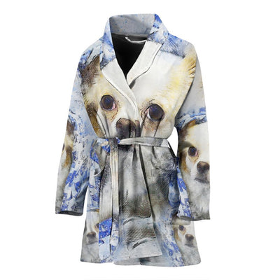 Cute Chihuahua Dog Color Art Print Women's Bath Robe-Free Shipping - Deruj.com