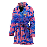 Hyacinth Macaw Parrot Pattern Print Women's Bath Robe-Free Shipping - Deruj.com