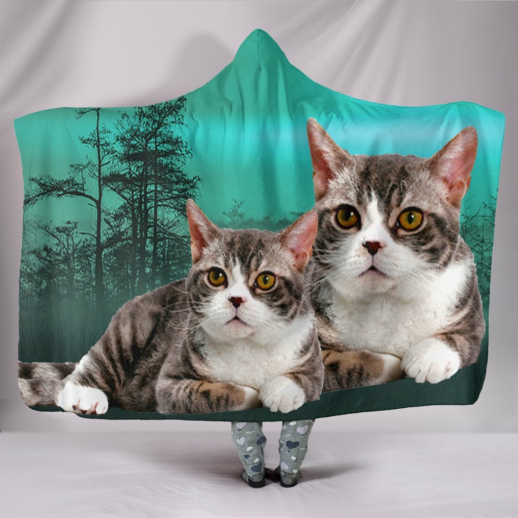 American Wirehair Cat Print Hooded Blanket-Free Shipping - Deruj.com