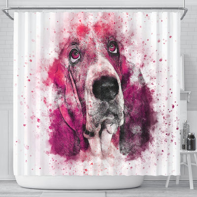 Basset Hound Dog Painting Print Shower Curtains-Free Shipping