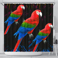 Red And Green Macaw Parrot Print Shower Curtains-Free Shipping - Deruj.com
