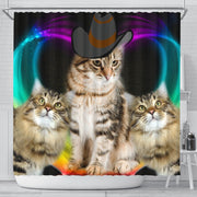 Siberian Cat With Hat Print Shower Curtain-Free Shipping - Deruj.com