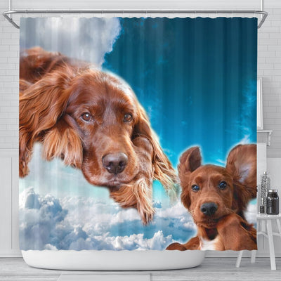 Irish Setter On Sky Blue Print Shower Curtains-Free Shipping - Deruj.com