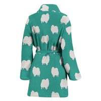 Pomeranian Dog Pattern Print Women's Bath Robe-Free Shipping - Deruj.com