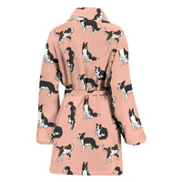 Amazing Border Collie Dog Pattern Print Women's Bath Robe-Free Shipping - Deruj.com