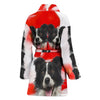 Border Collie On White Print Women's Bath Robe-Free Shipping - Deruj.com