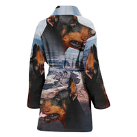 Dobermann Print Women's Bath Robe-Free Shipping - Deruj.com