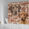 Wirehaired Vizsla On Wall Print Shower Curtains-Free Shipping - Deruj.com