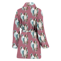 Australian Shepherd Dog Pattern Print Women's Bath Robe-Free Shipping - Deruj.com