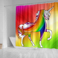 Multicolor Unicorn Print Shower Curtain-Free Shipping - Deruj.com