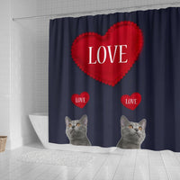 Chartreux Cat Love Print Shower Curtain-Free Shipping - Deruj.com