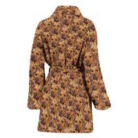 Rhodesian Ridgeback Dog In Lots Print Women's Bath Robe-Free Shipping - Deruj.com