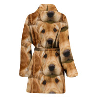 Golden Retriever Dog Print Women's Bath Robe-Free Shipping - Deruj.com