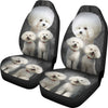 Bichon Frise On Black Print Car Seat Covers-Free Shipping - Deruj.com