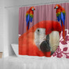 Scarlet macaw Parrot Print Shower Curtain-Free Shipping - Deruj.com