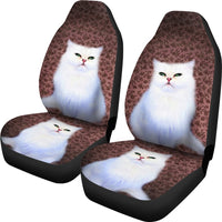 Cute White Persian Cat Print Car Seat Covers- Free Shipping - Deruj.com